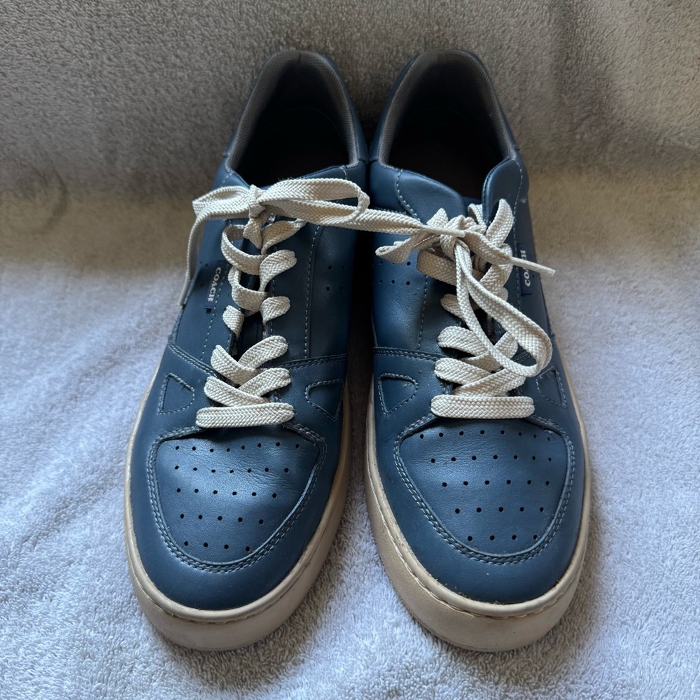 Men's Coach Blue Clip Court Sneakers Navy and White Size 11